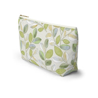 Cherry Plum Leaves Accessory Pouch w T-bottom in Green